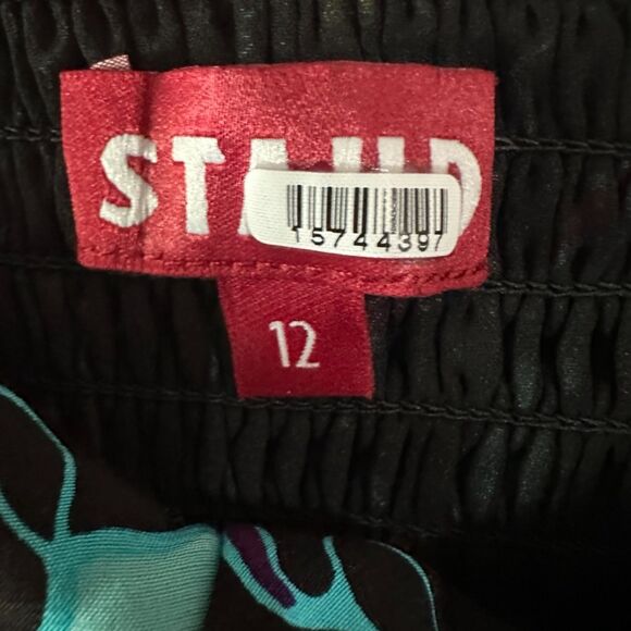 STAUD Black Multicolor‎ Print Smocked L/S Sweetheart Neck Josephine Top Size 12 - Picture 6 of 9